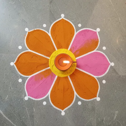 Easy flower rangoli for beginners: आसान फूल रंगोली design for Diwali