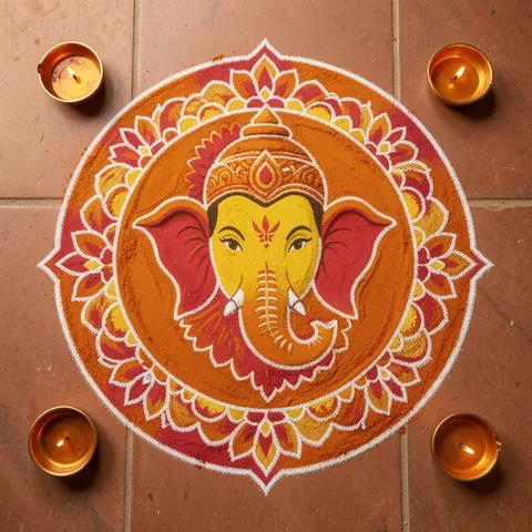 Ganesh rangoli: गणेश रंगोली design for Diwali