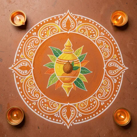 Kalash rangoli: कलश रंगोली design for Diwali