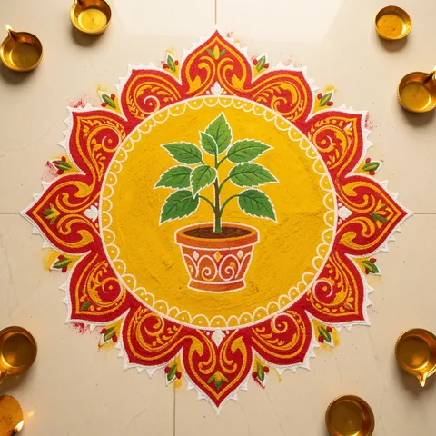 Tulsi vivah rangoli: तुलसी विवाह रंगोली design for Diwali